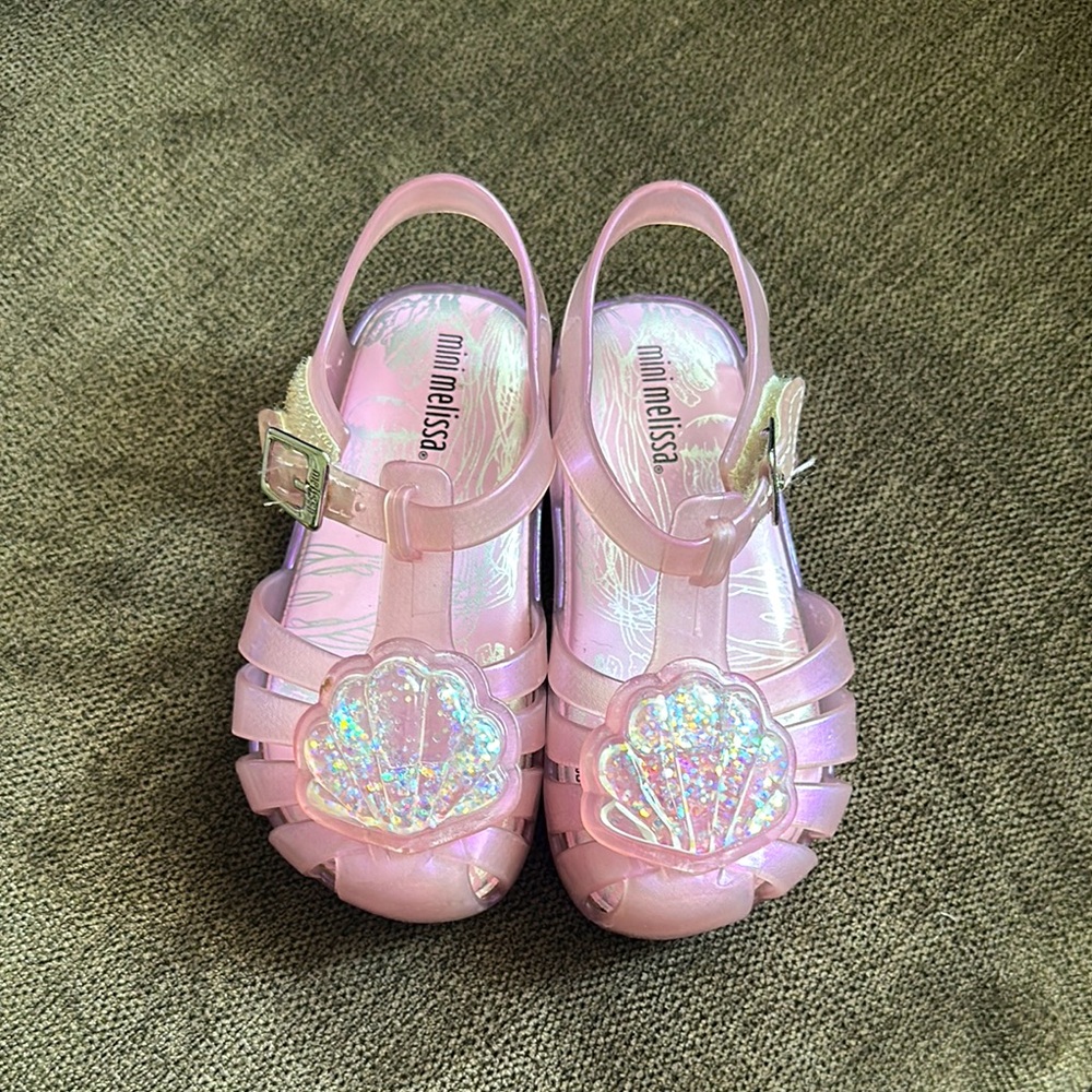 Mini Melissa Jellies with glitter seashells size 8